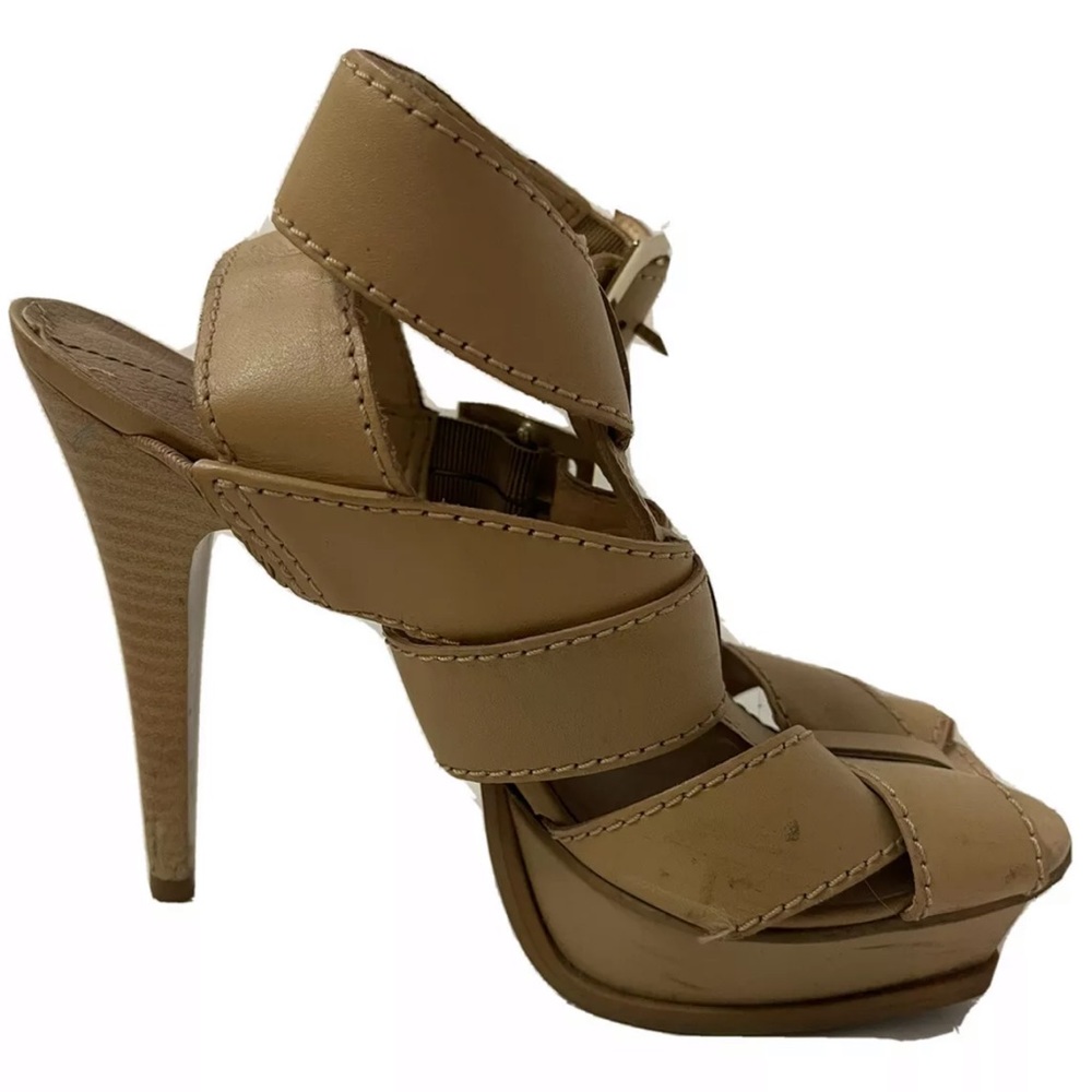 Datelli Shoes High Heel Beige Leather Size 6.5 US